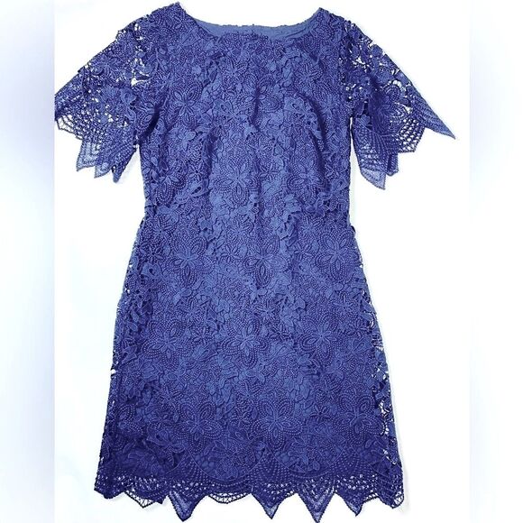 Anthropologie Navy elegant Charleston Lace Mini Dress US Sz 2 UK 6 NWOT - Picture 2 of 6